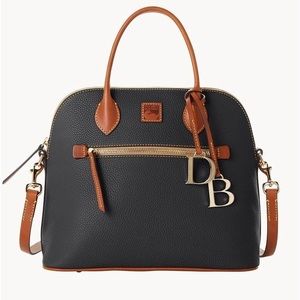 New Dooney & Bourke Domed Satchel Pebble Leather Black